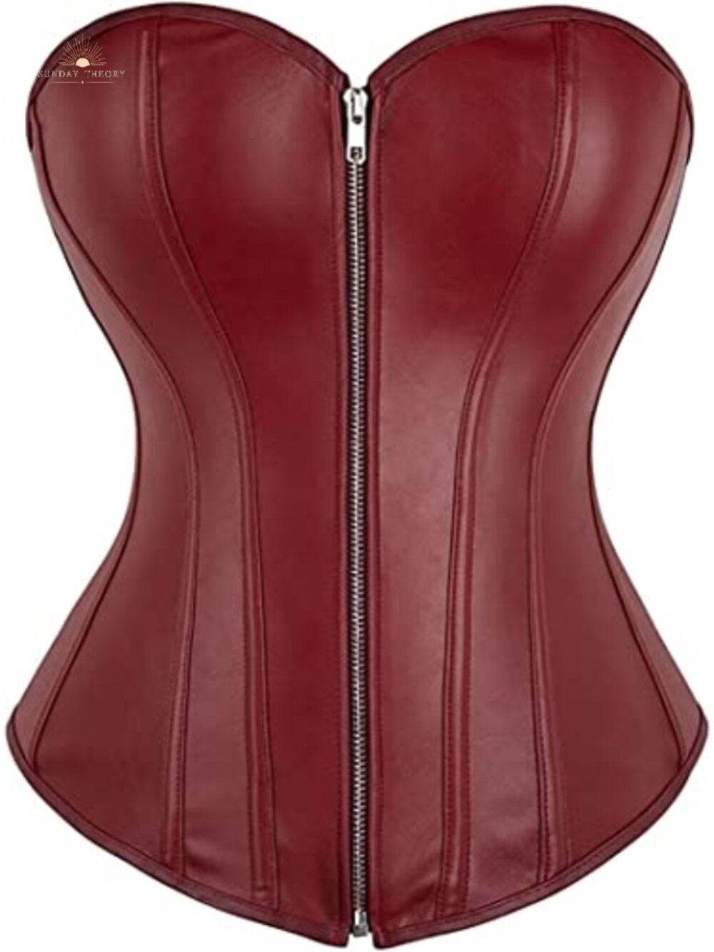 Faux Leather Corset Top Steampunk Zipper Bustier Costume